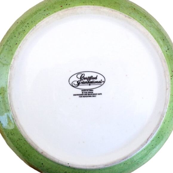 Certified International Sue Zipkin 9.5" Serving Bowl Chili Peppers Green Rustic - Picture 2 of 2